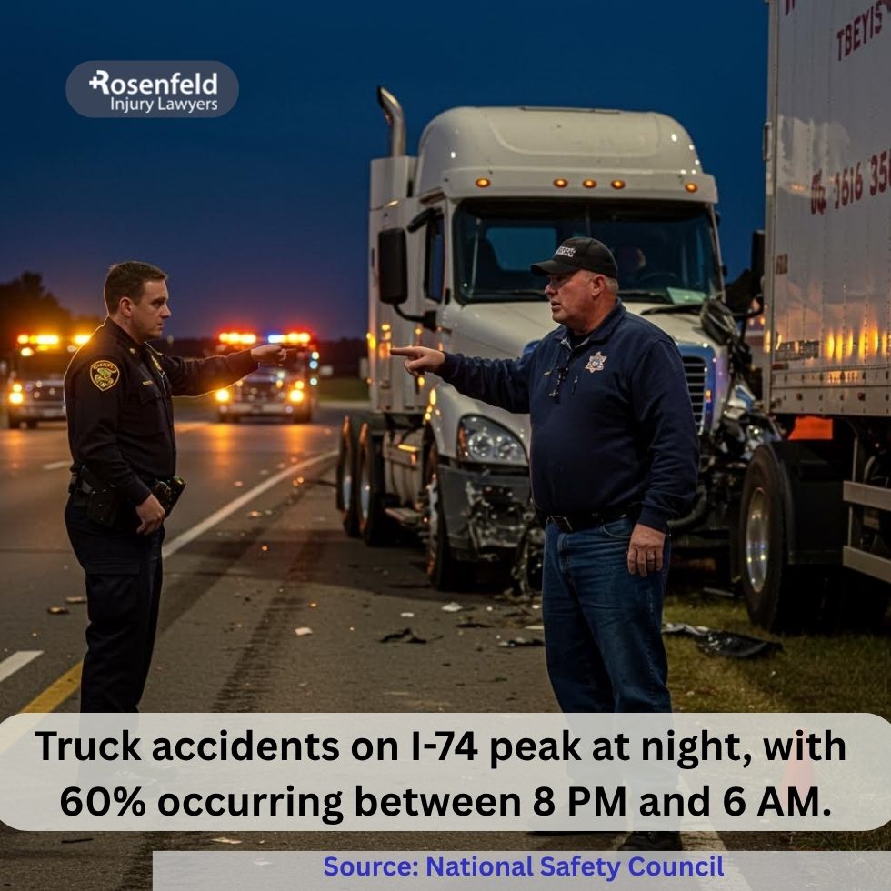 I-74 truck accident lawyer meeting with an injured client in Chicago Illinois