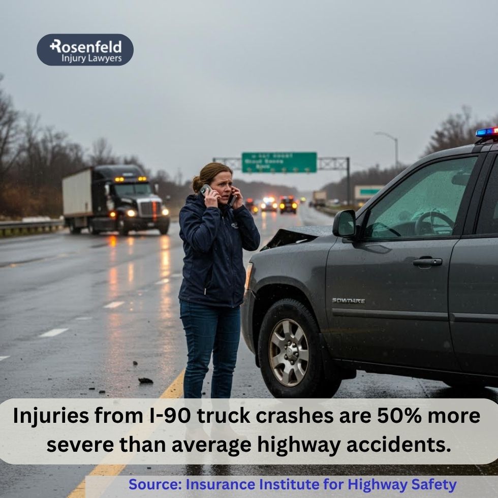 I-90 truck accident lawyer meeting with an injured client in Chicago Illinois