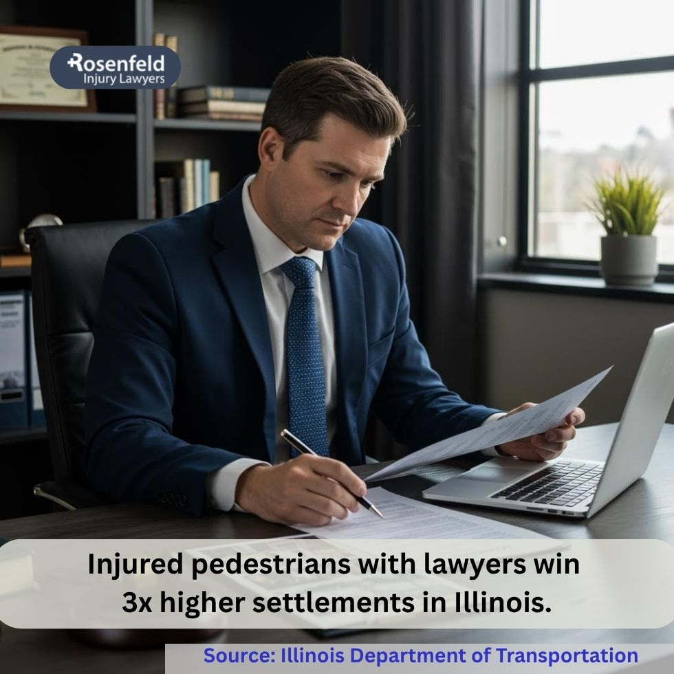 Lawyer calculating damages and settlement value for injured pedestrian