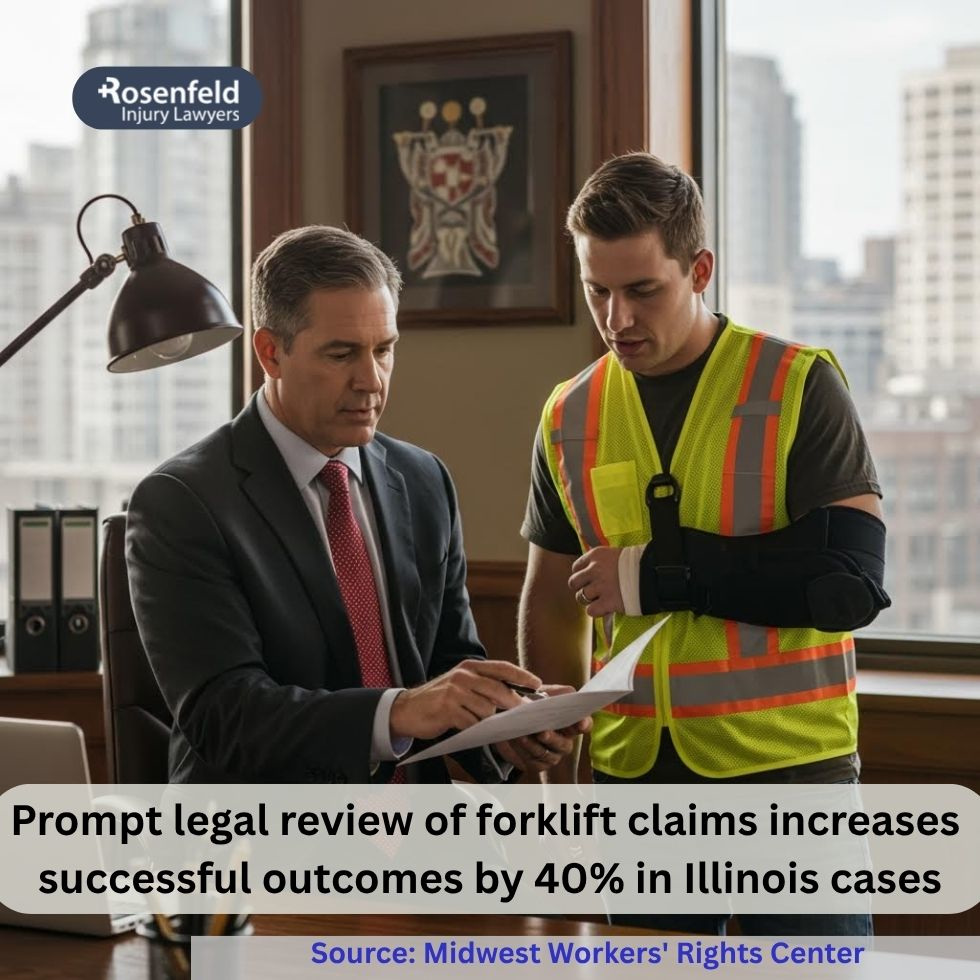 Forklift accident lawyer in Chicago reviewing injury claim with worker