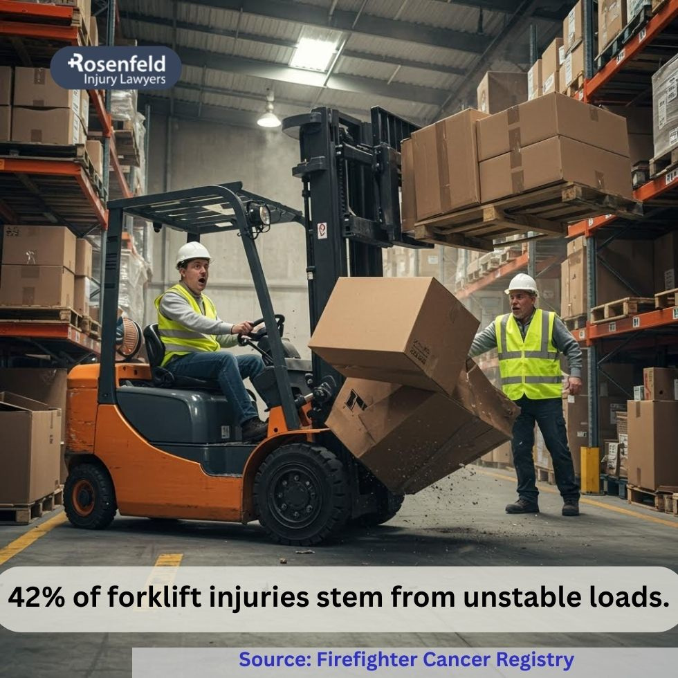 Workplace forklift injuries caused by unstable load and lack of proper safety measures