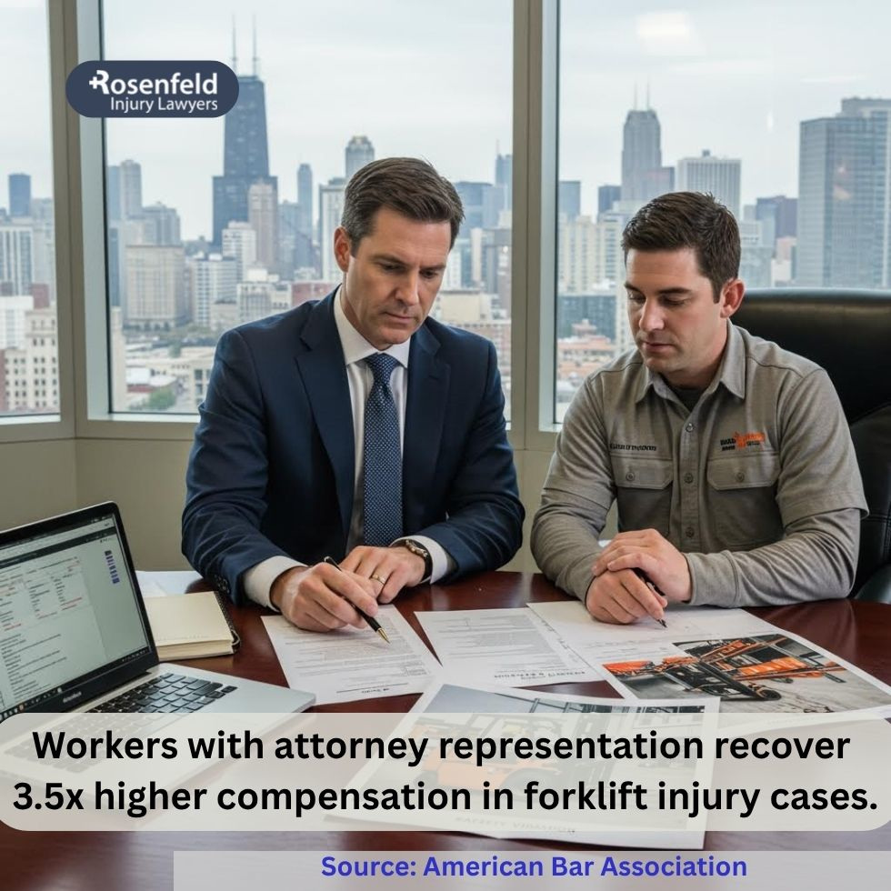 Attorney preparing forklift injury lawsuit following serious workplace accident