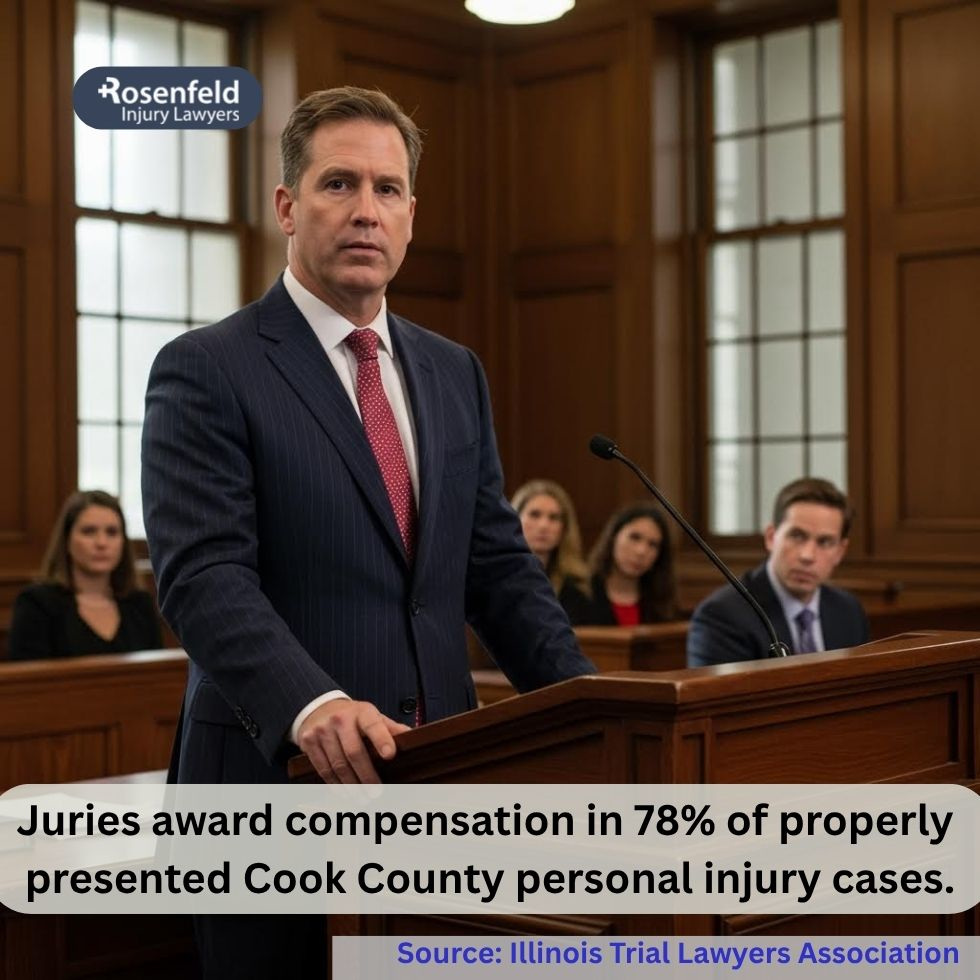 Chicago lawyer representing a personal injury claim in the courtroom