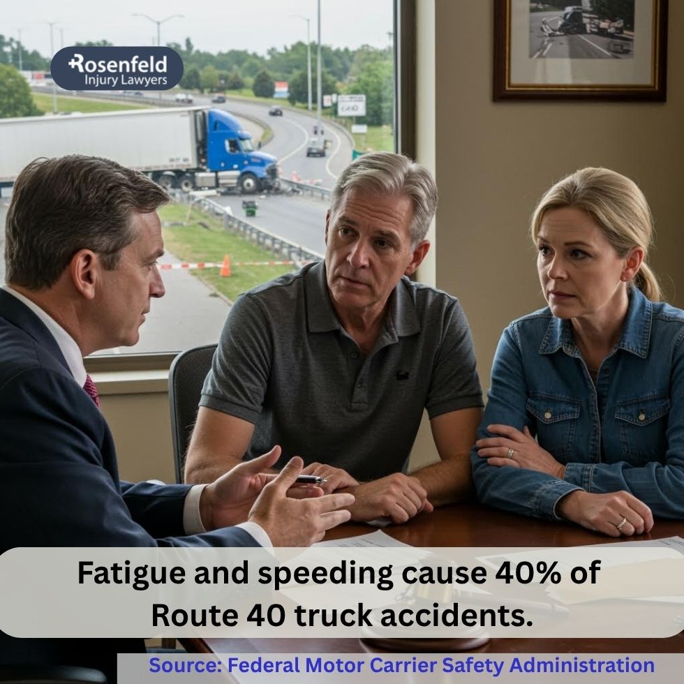 Route 40 truck accident lawyer meeting with an injured client in Chicago Illinois