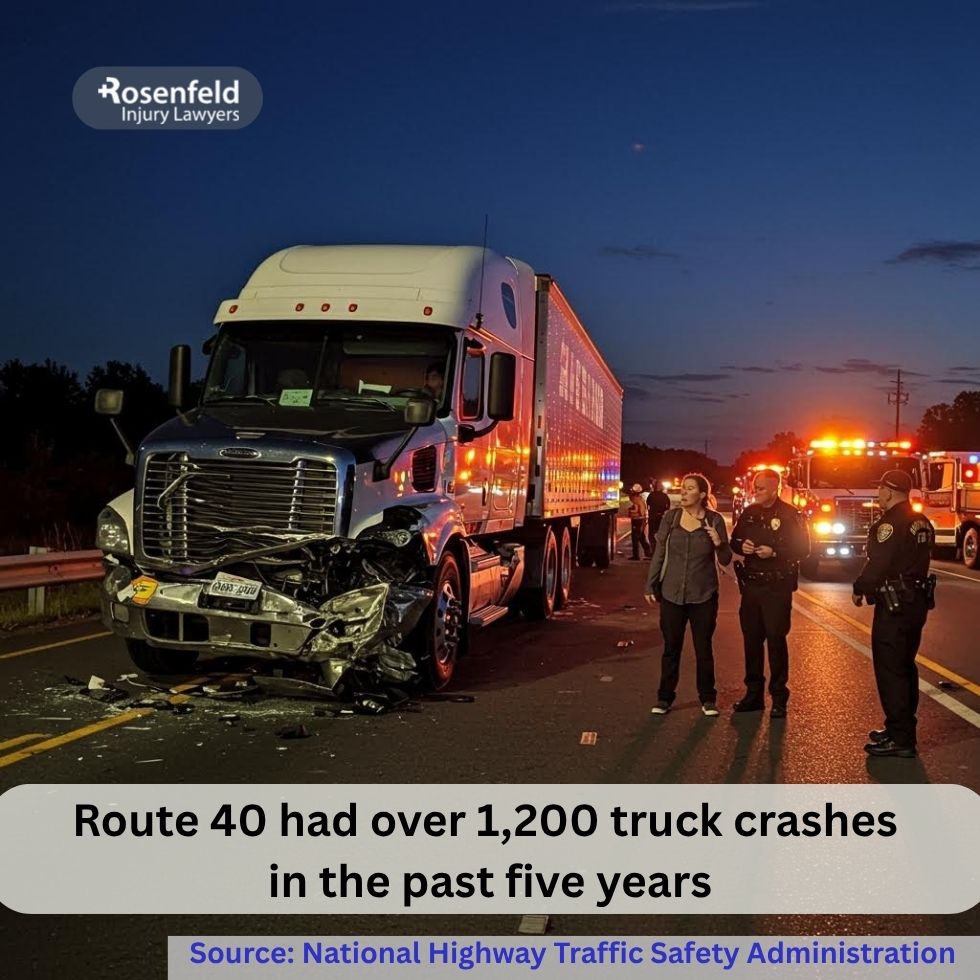 Accident scene on Route-40 involving a commercial truck in Chicago Illinois

