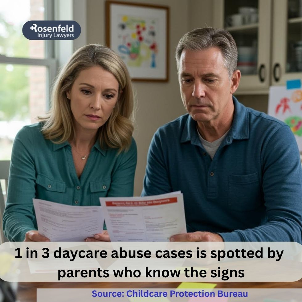 Parents reviewing signs of abuse to protect their child in daycare.